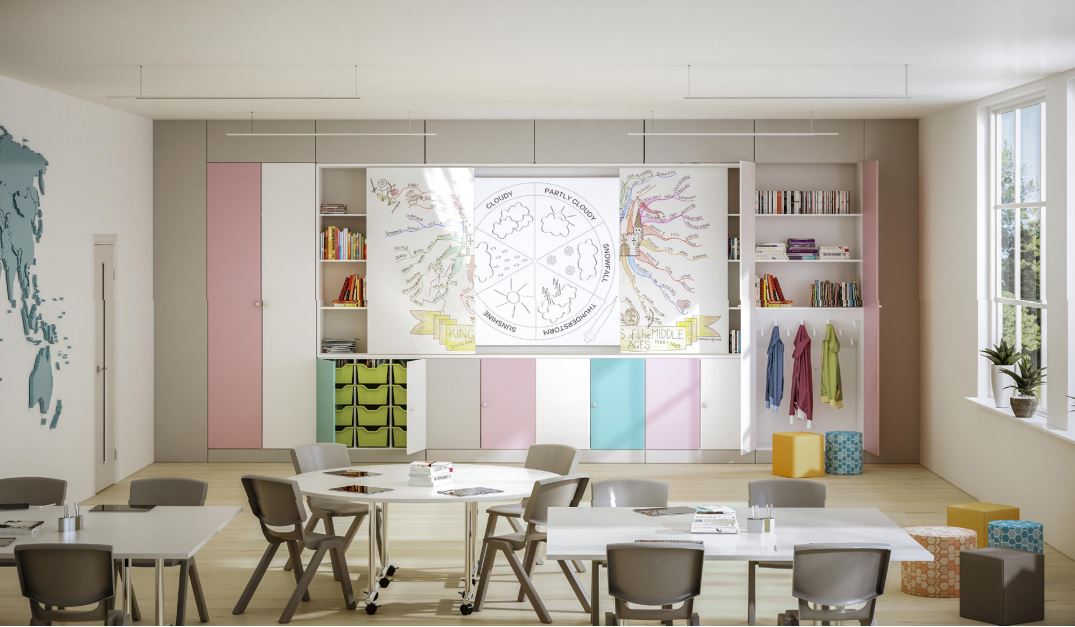 EnvoplanUK's tweet image. Our teaching wall solution helps to create an inspiring atmosphere for both staff and students by reducing clutter, improving 
focus and minimising distraction. 
Visit our website to discover more: ow.ly/UioY50F0SlN

#Teachingwall #BespokeClassroomFurniture #LearningSpaces