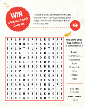 MLJ_Office's tweet photo. Complete our wordsearch for a chance to #Win a Cream Tea prize! 

Take a snap of your completed holiday puzzle attached, send it to us with your contact details and you will be entered into the #prize draw to win this tasty treat!

Closing date: 30th June - Prize drawn: 5th July https://t.co/G6hDBmUVmO