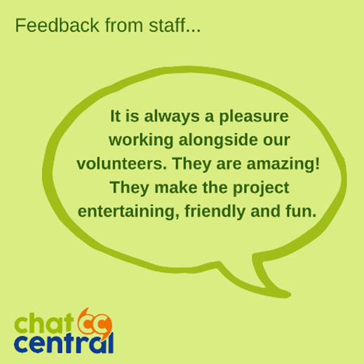 VACoventry's tweet photo. #Volunteers are essential to the activities and events that we run at #ChatCentral. Here are some feedback about "our fabulous volunteers". #VolunteersWeek2021
#VAC #IntegrateCoventry #ImprovingLives #Progress #CC4Y #Accelerate #HealthwatchCoventry
#ActiveCentral https://t.co/uaYv2s3Ypz