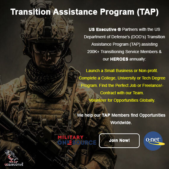Usexecutive1's tweet image. US Executive ® Partners with the US Department of Defense’s (DOD’s) #TransitionAssistanceProgram (TAP) assisting 200K+ Transitioning Service Members &amp;amp; our HEROES annually. We help our #TAP Members find Opportunities Worldwide.🌏

Visit us-executive.com
#transitionprogram