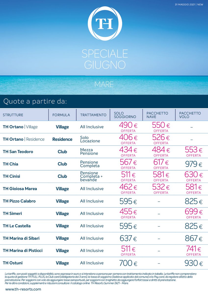 3iTravel's tweet photo. TH Resorts speciale giugno villaggi mare italia Toscana Sardegna Sicilia Calabria Puglia 🏖 https://t.co/OS0Kv5MYVr