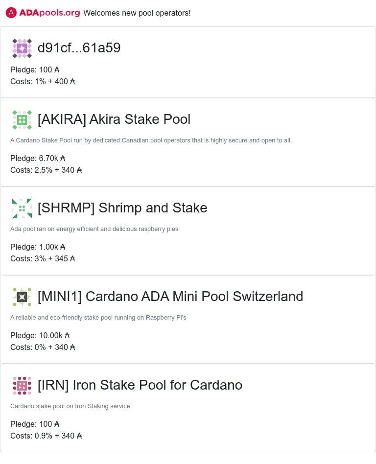 cexplorer_io's tweet photo. https://t.co/xw0WREABJG welcomes new pools!
#AKIRA #Akira Stake Pool #SHRMP #Shrimp and Stake #MINI1 #Cardano ADA Mini Pool Switzerl #IRN #Iron Stake Pool for Cardano #RILEY #Riley #MRSP #Medium Rare Stake Pool #cardano $ADA
👉 https://t.co/ujXY0tIcr5 👈 https://t.co/YEeitdPV6i