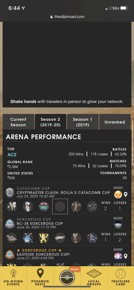 Fawout's tweet photo. Progression. Really happy with my results this season and really looking forward to regionals, came up short last year,third place, so hoping to redeem that! Wish me luck. #pvp #silph #silpharena #silphcup #venturecup #pogoregionals #pokemon #pokemongo #pogo https://t.co/onbH73PKlZ
