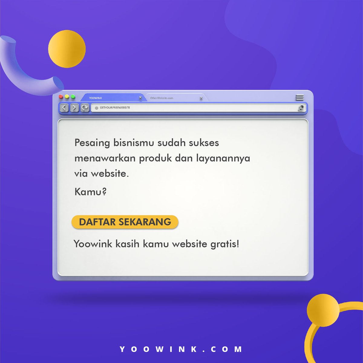 YooWink's tweet image. Siapa sih yg mau kalah langkah dari pesaing? Banyak pebisnis kini memutar otak &amp;amp; melakukan langkah yg perlu untuk tetap bisa bersaing &amp;amp; bertahan dimasa sulit seperti sekarang
Salah satunya memiliki website untuk bisnis
Mau mendapatkan website sekarang?
Hubungi #Yoowink segera!