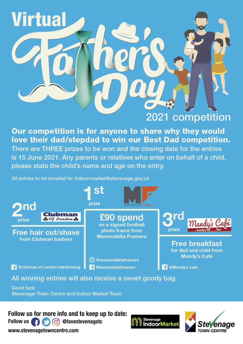 Get your best #FathersDay letter in by 15 June for a chance to win some great prizes. 3 lucky fathers have a chance to win

#lovestevenagetc