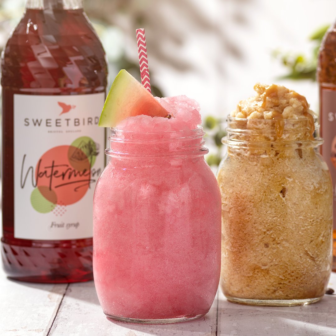 helloSweetbird's tweet image. Ultra refreshing Watermelon frozen granita? Don't mind if we do! Made in Bristol with @BritishSugar and real fruit juice it's the absolute thirst quencher on days like this! Just two pumps of our Liquid Granita &amp;amp; Frappe base and 3 pumps of syrups and ta dah!