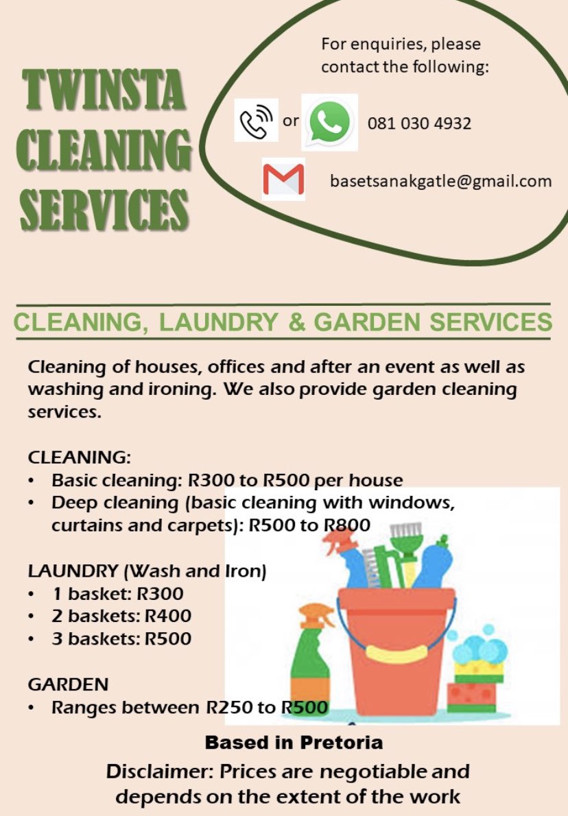 Prettyrene's tweet photo. For cleaning services #AngleSocialAudio #pretoria https://t.co/4Tf5e5w8XC