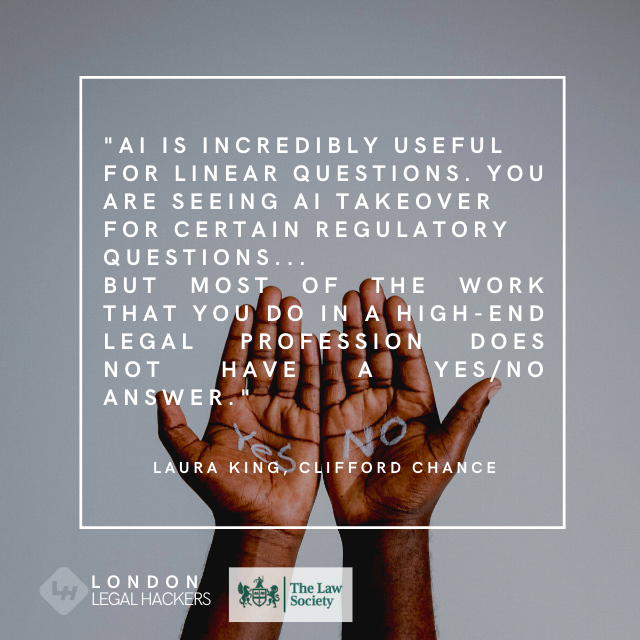 Happy Friday! We got a question for you, 'What does LegalTech look like today? What will it look like tomorrow' What is your opinion on AI for Legal Profession? Let's talk about this at #ReimagineLegal eventbrite.co.uk/e/reimagine-le… <a href="/TheLawSociety/">The Law Society</a>