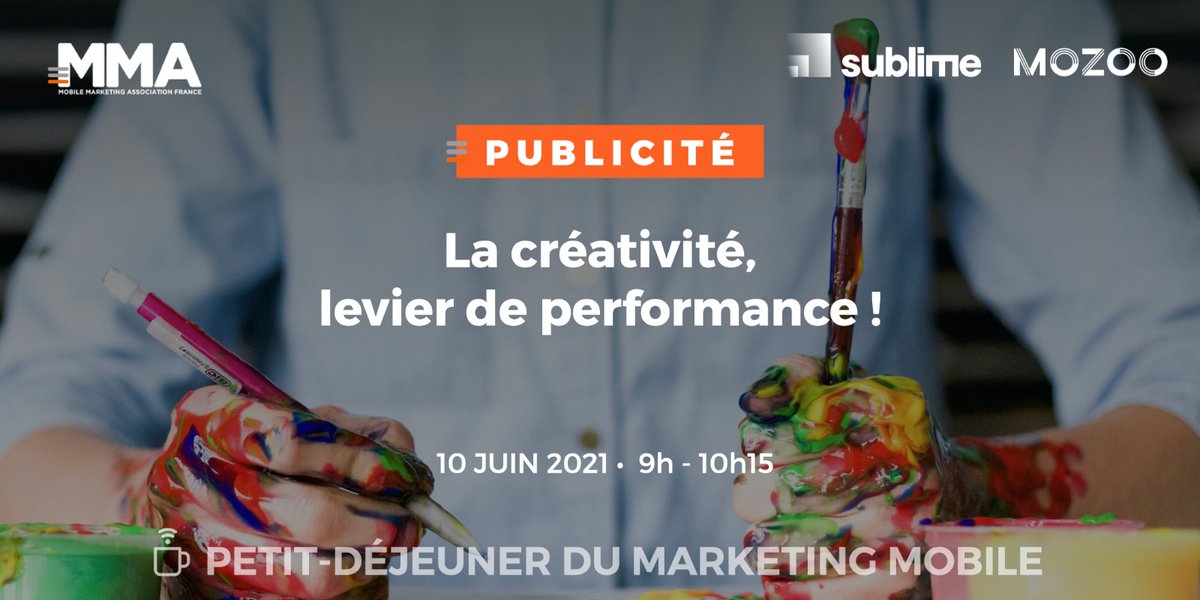 La <a href="/MMAFrance_Asso/">ex Mobile Marketing France</a>, en partenariat avec @sublime_xyz  accompagné de Café Royal et @mozoomobile accompagné de CapCar vous font découvrir comment, la créativité peut (et doit ?) être un driver de performance.
📅 Jeudi 10 juin à 9 heures
👉 Inscription eventbrite.fr/e/billets-peti…