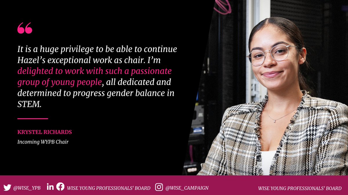 WISE_YPB's tweet photo. We are extremely excited to announce Krystel Richards as our next WYPB Chair!! 🙌 
Krystel's Chairship will commence on the 1st July 2021 after handover from our fantastic current chair, @Hazel_At. Share our excitement and help us welcome Krystel into her new role! #STEM https://t.co/HqMpPXOjDF