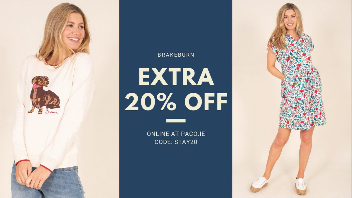 Celebrate your upcoming staycation and get an extra 20% off Brakeburn online at Paco.ie! Use the code STAY20 at checkout. #paco #paco boutique #ootd #sausagedog #wiwt #brakeburn