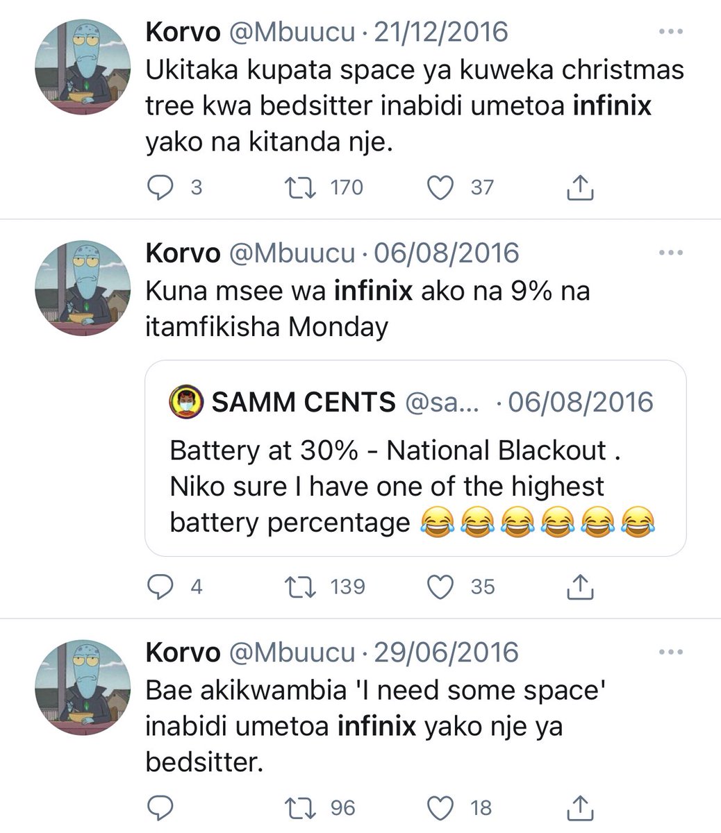 Theo_mwangi's tweet photo. We really had fun with infinix and bedsitter slander in 2016😂😂

While using both https://t.co/GtBr3swzqz