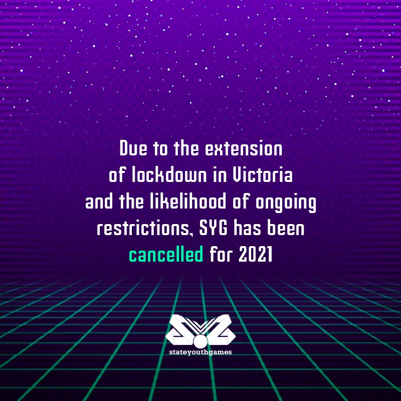sygvic's tweet photo. It's with a heavy heart that we announce that #SYGLevelUp has been cancelled due to the extension of lockdown in Victoria. Our prayers are with our extended SYG family. Keep an eye out for some online things to do over the Queen's Birthday long weekend. https://t.co/PX9WAqioTu