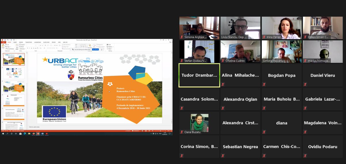 FYGAlbaIulia's tweet photo. @URBACT in Romania: an online event to disseminate and promote URBACT Networks results at national level.

We are in, presenting our URBACT beautiful projects.

#FindYourGreatness #Rumorless #FoodCorridors #InteractiveCities #CityLogo https://t.co/rkk2OqHoiB