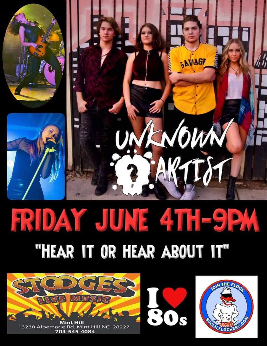 SOCIALFLOCKERS's tweet photo. Join us Friday night for the performance of the year...yes that's right. Unknownartist_band will ABSOLUTELY blow you away! https://t.co/3bCcoohPMq