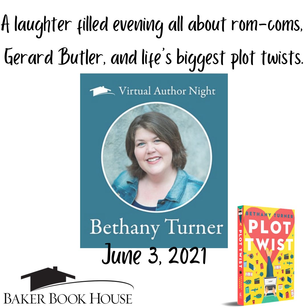 I'm so excited to be reuniting with my good friends at Baker Book House THIS THURSDAY (June 3, 2021) for a Virtual Author Night to celebrate the launch of #PlotTwist! This is a free event, but registration is required! Here's the link: buff.ly/3fEIUWv