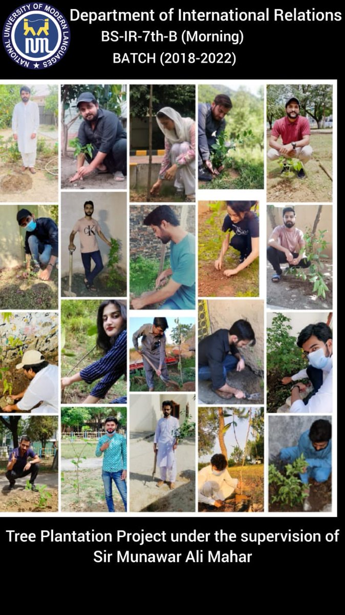 irpcsnuml's tweet photo. Tree plantation completed by BS-IR-7th- B (Batch 2018-2022) https://t.co/jLVIC5LSjA