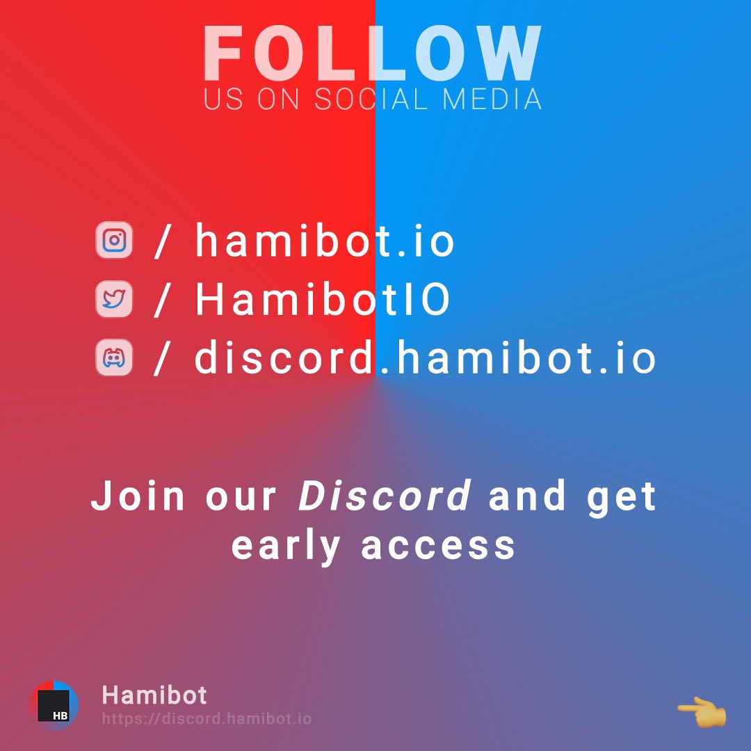 HamibotIO's tweet image. Join us now and get early access 🔥🚀
.
.
.
#discordapi #discord #bot #discordbot #discordserver #chatbot #hamibot