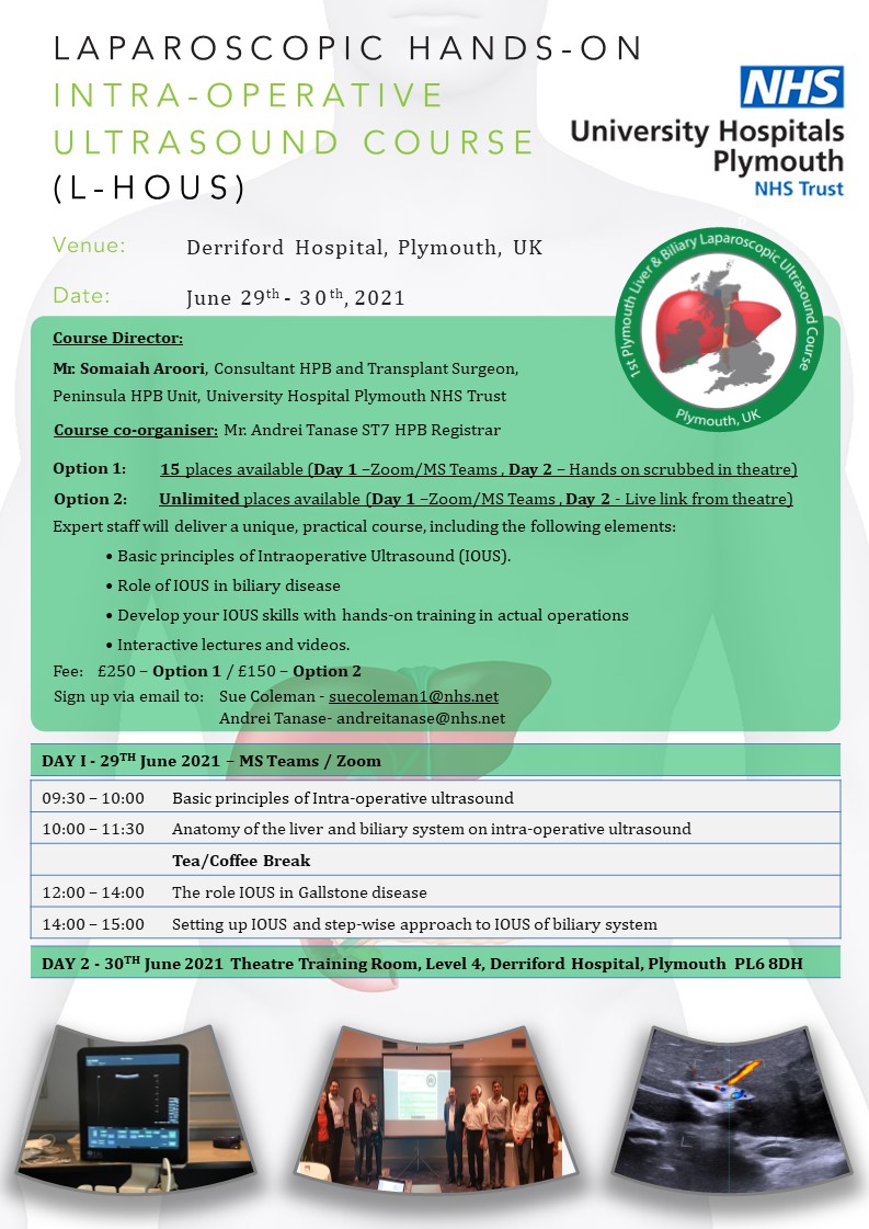 3rd L-HOUS Course 29-30June, amazing Lap USS course, with hands-on practice in theatre on real patients. Sign-up now! 15 places for hands-on, unlimited online lectures and live link! <a href="/somaiaharoori/">Prof. Somaiah Aroori</a> <a href="/roux_group/">The Roux Group</a> <a href="/GBIHPBAnews/">GBIHPBA</a> <a href="/Augishealth/">AUGIS</a> @Pete_Labib <a href="/OmarMownah/">Omar Mownah</a> @CharlieBarlieB