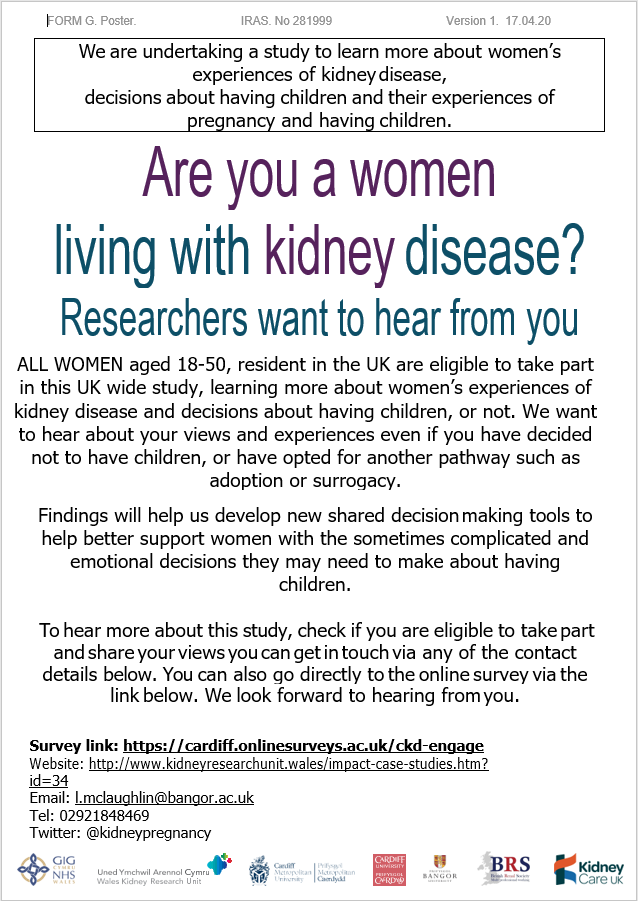 Our study will be closing soon. We are asking anyone who is eligible, but has not had the chance to complete it to take part and help us learn more about your individual views and experiences. #kidney #KidneyDisease 
To take part in the study: cardiff.onlinesurveys.ac.uk/ckd-engage