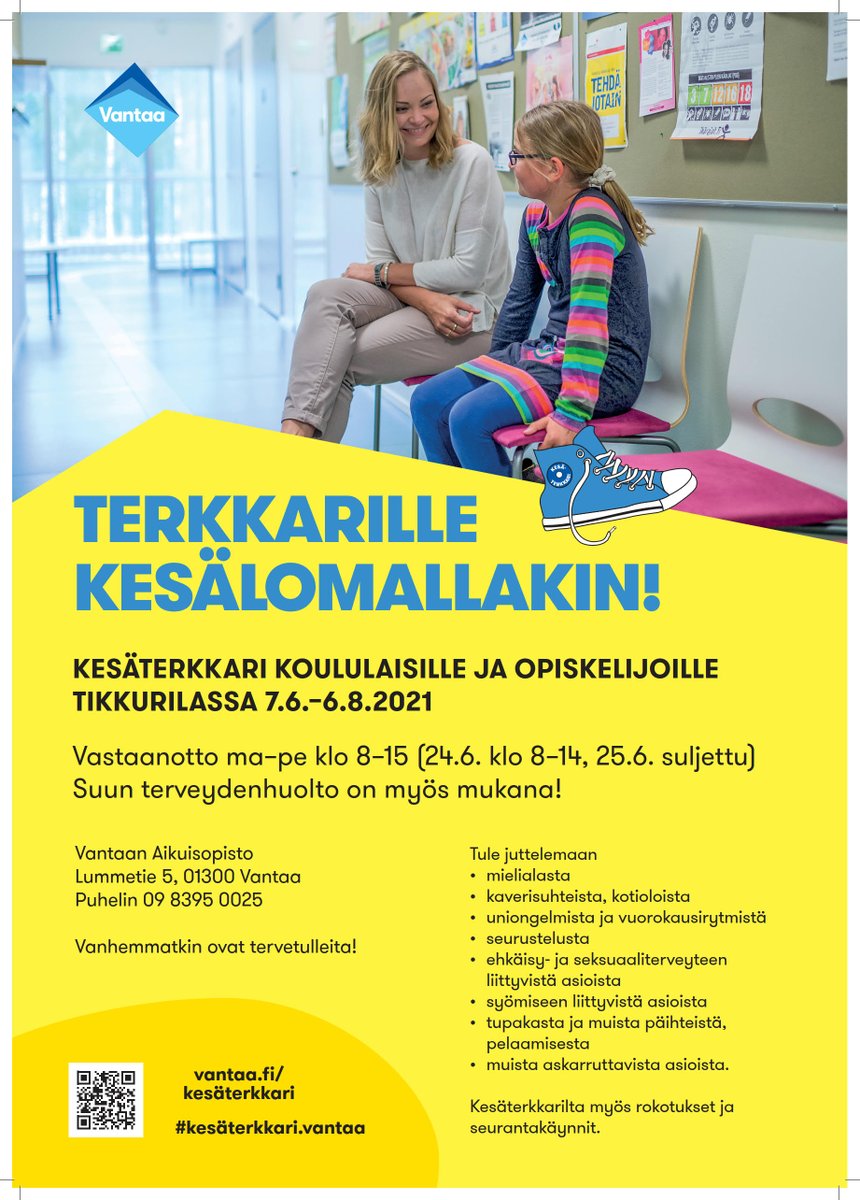 Kesälläkin voi päästä kouluterveydenhoitajan vastaanotolle!
