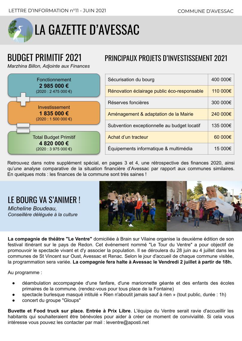 CommuneAvessac's tweet photo. 📝 La gazette de juin est arrivée dans un format exceptionnel de 4 pages : nous avions d'un peu plus de place pour vous parler du budget et de l'état des finances de la commune.

Et pour ne rien vous cacher... notre situation est très saine ! https://t.co/mEqWEn7yuG