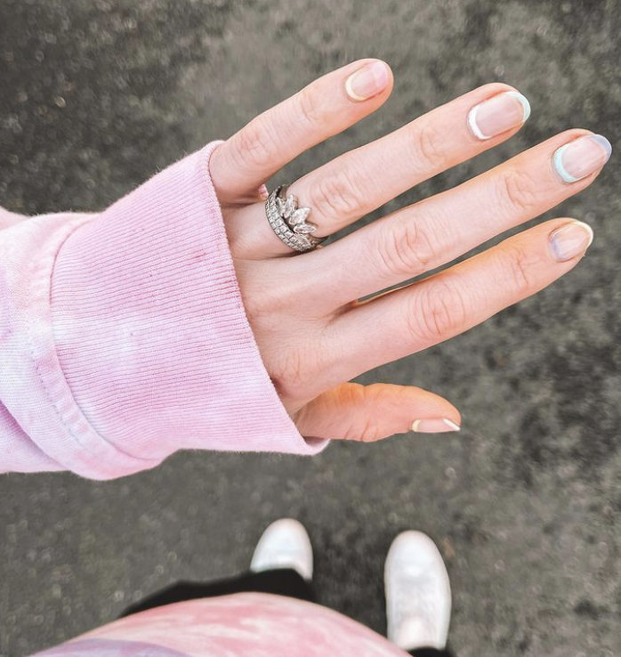 Pastels for spring? 🌸 Groundbreaking!

How gorgeous is this reverse french mani on <a href="/theglamshamrock/">Laura Drury</a>? Head to the <a href="/Rawrbeauty_/">Rawr Beauty</a> website to book yours: bit.ly/38PfQqa