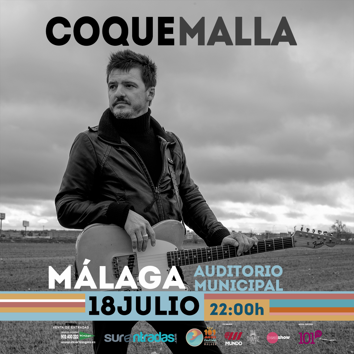 🔊  🎸🎤  COQUE MALLA se suma al #101MusicFestival🔊 

Si no quieres perderte a uno de los artistas más importantes del rock nacional 👇

📅 18/07/2021
🕙 22:00
📍Auditorio Municipal de Málaga

🎫 Consigue tus entradas en Surentradas bit.ly/3uL5otf

<a href="/Coque_Malla/">Coque Malla</a>