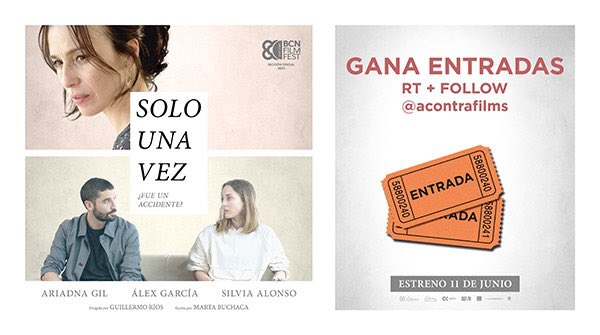 acontrafilms's tweet photo. 🔊¡Sorteamos 3 entradas dobles para #SoloUnaVez! 🔊 

¿Quieres una? RT y seguir a @acontrafilms.

Y recuerda, ¡11 de junio estreno en cines!🍿🎬

Tienes hasta el jueves 10 de junio a las 23.59h ⏰ https://t.co/F0CRljt8qL