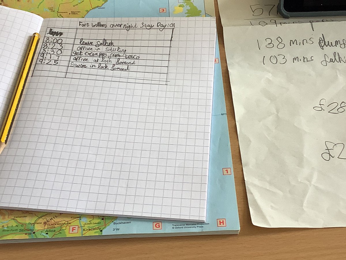 P2W_VPS's tweet photo. We were working very hard in our north coast 500 for maths, planning our journey timetables. - LM https://t.co/Yjp5JApWvn