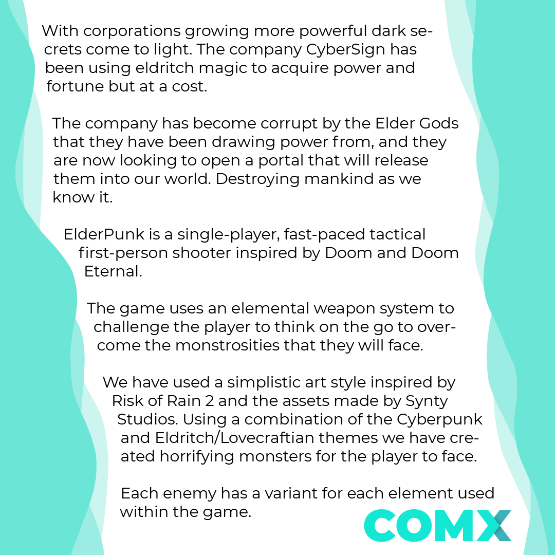 uogct's tweet photo. This is Horse Sized Chicken, one of the third-year teams working on a single-player, fast-paced tactical first-person shooter. Check them and more out at COMX this Friday! Get your tickets on the COMX website now! #VirtualCOMX #COMX21 https://t.co/Uefw7Mje84