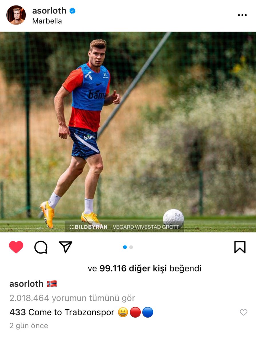 dikfutbol's tweet photo. 🔥 An itibariyle 2.018.464 yorum! 👏🏼 Biz bunu paylaşırken 2.023.029 yorum oldu bile 😁 #ComeToTrabzonSörloth @Asorloth https://t.co/MtoMc5AlUa