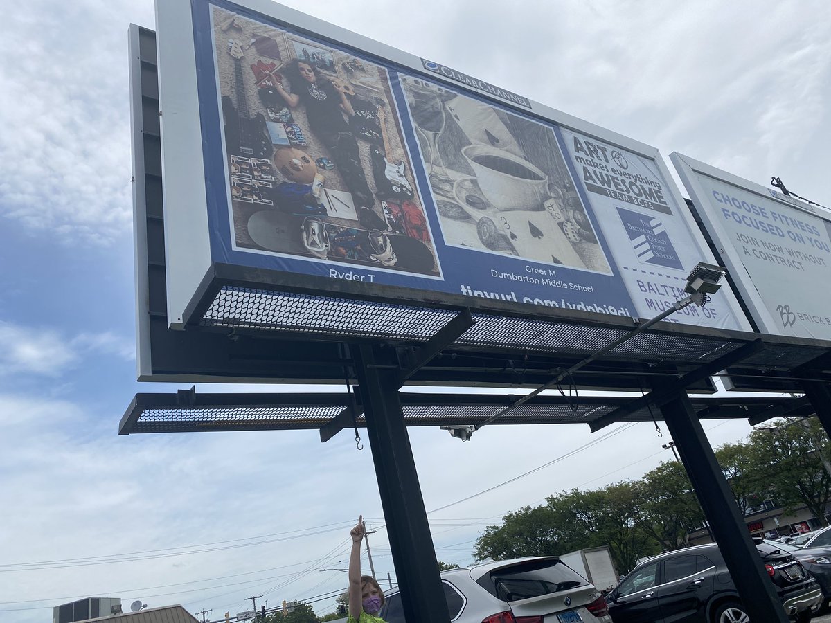 Look what’s happening! Our spring exhibition “Art is for Everyone” is EVERYWHERE we spotted the 1st billboard (timonimum &amp;york) featuring <a href="/BaltCoPS/">Baltimore County Public Schools</a> artists from <a href="/CarrollManorES/">Carroll Manor ES</a> <a href="/DumbartonMiddle/">Dumbarton MS</a>   <a href="/dhandyBCPS/">Douglas Handy, Ed.D. (he/him)</a> <a href="/RTwentey/">Ryan Twentey</a> <a href="/megpshay/">Megan Shay</a> @BCPS_Sup <a href="/artbma/">Baltimore Museum of Art</a>