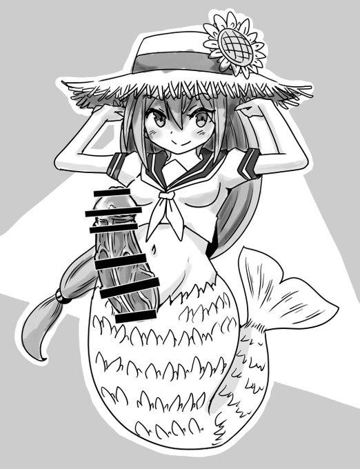 #odaibako_dick1919  【R-18】【ふたなり】お題箱でいただいた、ふたなり人魚です。依頼を受けて描くことに慣れていないので、指定は今回のように短い方が描き易いかも。#ふたなり #futanari #dickgirl #R18 #エロ絵 