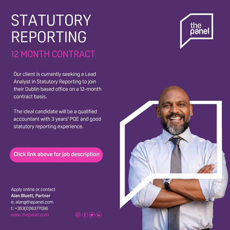 ThePanelDublin's tweet photo. Statutory Reporting - 12 month contract (https://t.co/aCva4hEsV1) role currently available with our Dublin based client.
For more information please contact @AlanBluett at alan@thepanel.com.
#jobfairy #leadanalyst #statutoryreporting #gaap #fx #cashflow #derivatives https://t.co/sd0IGpIjJa