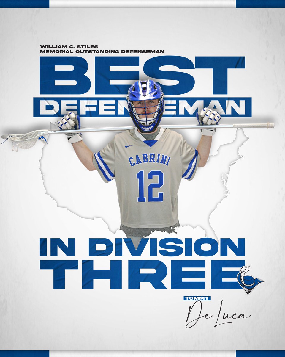 Best in Division III. 

Congratulations to <a href="/CabriniMLAX/">Cabrini Men’s Lacrosse</a> senior Tommy DeLuca on being named the <a href="/USILA_Lax/">USILA</a> William C. Stiles Memorial Outstanding Defenseman! #GoCabrini #BestIsTheStandard