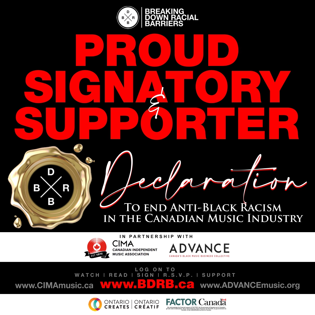Music_Canada's tweet photo. Music Canada is a proud signatory & supporter of the Declaration to End Anti-Black Racism in the Canadian Music Industry.
Read and sign the #BDRBdeclaration by visiting https://t.co/aQtjcW4lm2, and join the virtual signing event at 1pm EST today. https://t.co/3sBxaYx0lj