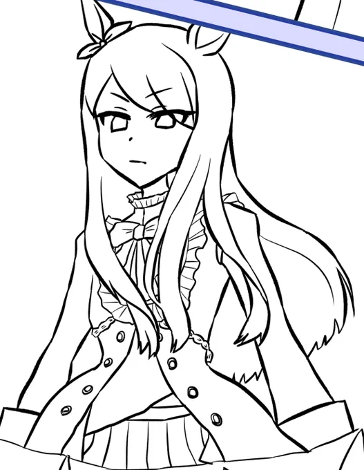 ペン入れ終わったー!!
マックイーンの髪の毛と勝負服描くのめちゃくちゃ楽しい。 