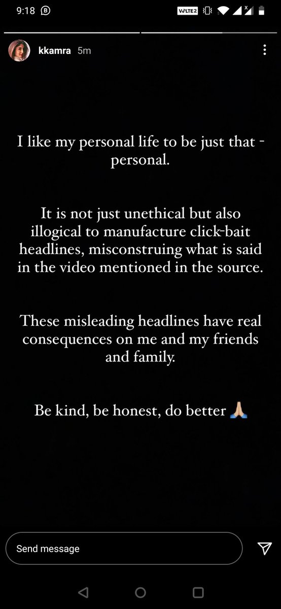 mekalyanimitra's tweet photo. Rightly said @Kritika_Kamra !
Celebrities do a PERSONAL LIFE and everybody should respect their personal space!!! @TeamKritikaK https://t.co/DxM04FybOy