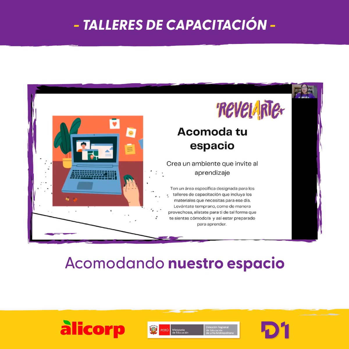 D1AC_Oficial's tweet photo. #RevelArte
Continuamos #capacitando a #docentes del #Perú a través de nuestro taller: "Integrando la metodología #RevelArte en mis experiencias de #aprendizaje para #Arte y #Cultura".✨Gracias @drelm_lima y @AlicorpOficial por #transformar la educación a través de las artes.💜 https://t.co/8lIp2TIS4W