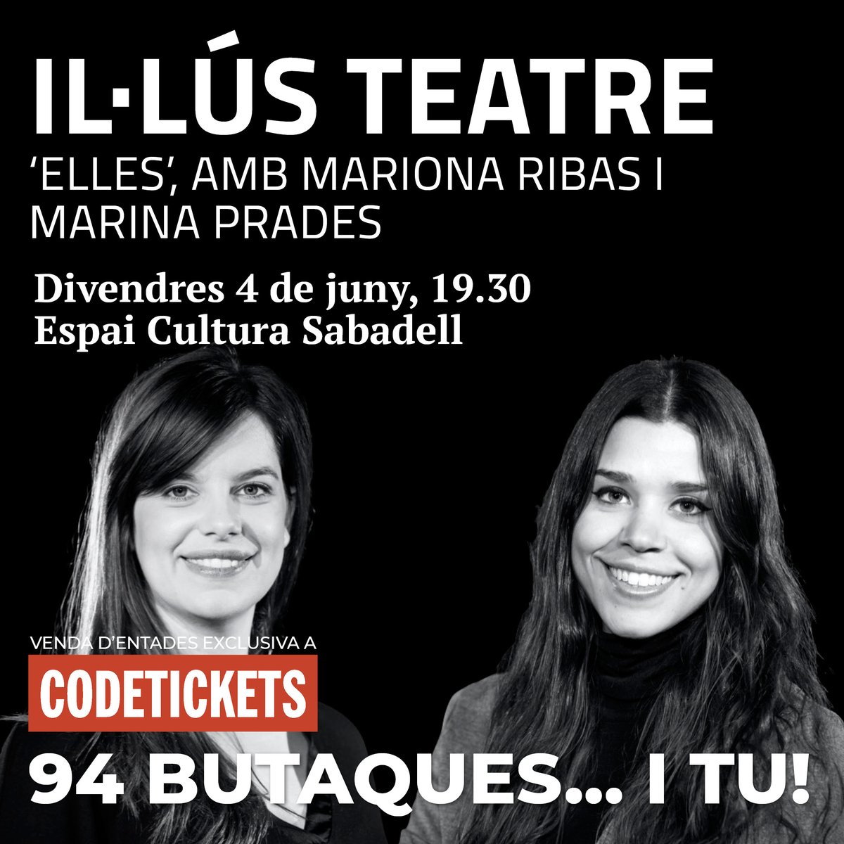 Aquest proper divendres, Il·lús Teatre torna a escena amb accent femení. 'Elles', a l'Espai Cultura #Sabadell.
🎟️ Entrades a ow.ly/K7Fb50F1faK