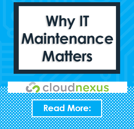 cloudnexusit's tweet photo. Why IT Maintenance Matters:
Attention to detail is a quality an IT department needs to have. With all of the various fires that need to be put out on a day-in and day-out basis, maintenance and documentation tasks fall to the wayside.
Read more here: 
https://t.co/008oMi34Me https://t.co/br3yP9wmMT