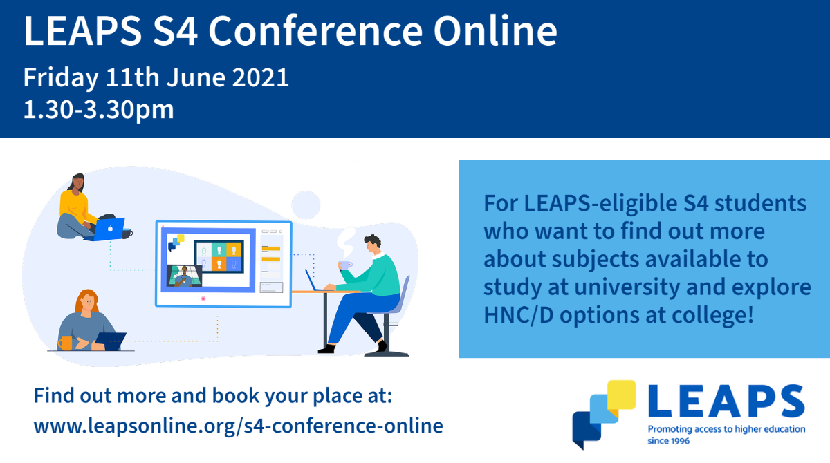 HW_recruit's tweet image. Attention all LEAPS- eligible S4 students! Learn more about University and College life at the @LEAPS1996  S4 online Conference 

To find out more and register go to leapsonline.org/s4-conference-…