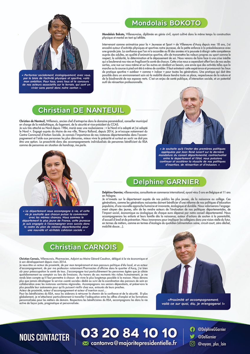 DelGarnier's tweet photo. #CantonVilleneuvedAscq
#CarnoisGarnier
#Départementales2021
Nos candidat(e)s se présentent auprès de ts les habitants du canton
Complémentarité intergenerationnelle pr accompagner le Nord à innover humainemt, socialemt & écologiquemt #VoyonsPlusLoin
#MajoritéPrésidentielle https://t.co/1WI0n9v3EK