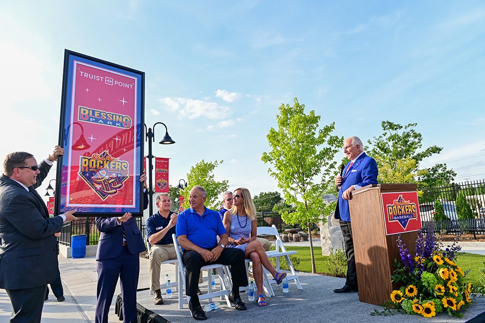 RockersBaseball's tweet photo. ICYMI | Before our home opener we opened up the beautiful Blessing Park located beyond the LF bleachers!
#ForwardHighPoint #RockOn https://t.co/J03ZOOljwy