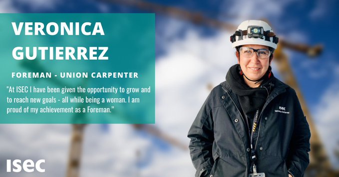 WomenInConst's tweet photo. RT @ISECBuilt
#WICWednesday
ISEC Foreman – Union Carpenter, Veronica Gutierrez, has been with ISEC for 8 years.
#WIC #womeninconstruction #WiOPS #Construction #ConstructionIndustry https://t.co/PBLaDUUzSf