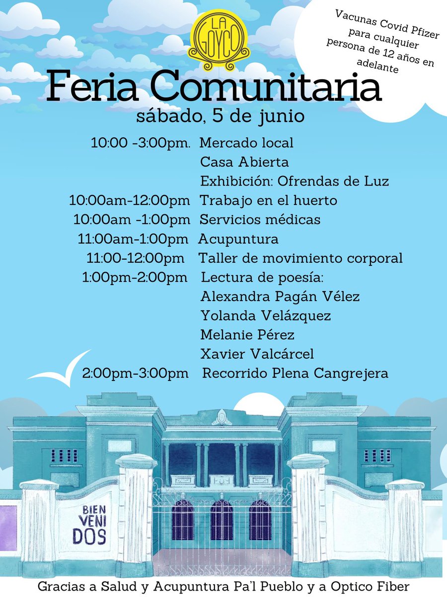 El sábado hay Feria Comunitaria con vacunas COVid, mercado y cultura.