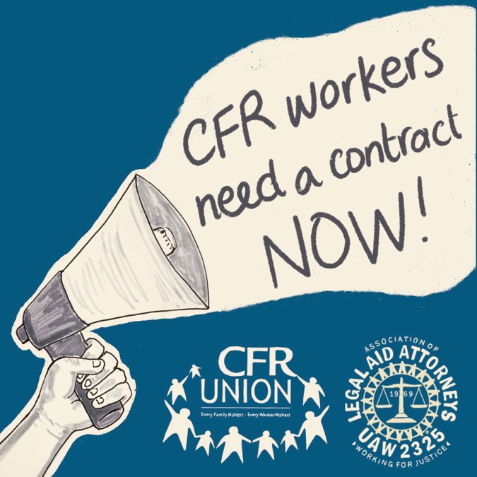 alaa2325's tweet photo. A few months ago we highlighted union-busting by @QueensDefenders, now we are in another struggle with another organization @Center4FamRep which refuses to reach a contract with their staff and ensure just cause protections.

Accept the Union’s proposal for a #FairContractCFR! https://t.co/2oN0lXtVop