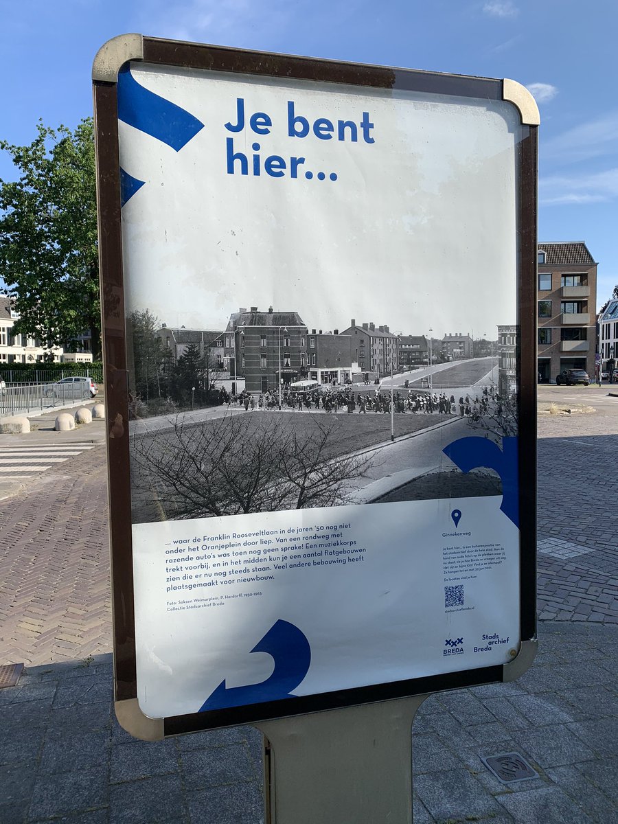 Wat een mooie kijk in het verleden en verbondenheid met het nu & deze plek: ‘je bent hier’; grote posters in de stad met foto’s van toen van de locatie. Door #stadsarchief @breda