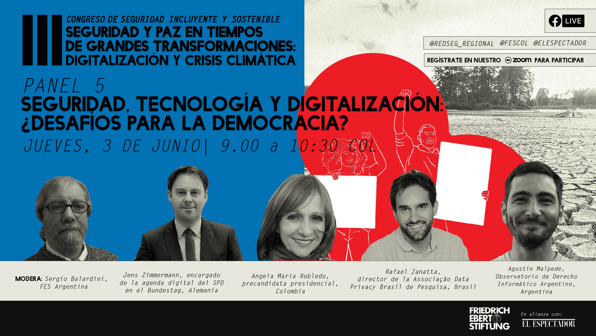 FESChile's tweet photo. Si te interesa el tema, no te pierdas el panel 🗓 mañana jueves 3 a las 10hrs 🇨🇱

💬Seguridad, tecnología y digitalización ¿Desafíos para la democracia?

Con intervenciones desde Argentina 🇦🇷, Colombia 🇨🇴, Brasil 🇧🇷 y Alemania 🇩🇪 ⏬ 
[2/2] https://t.co/MYEIcAHsU8